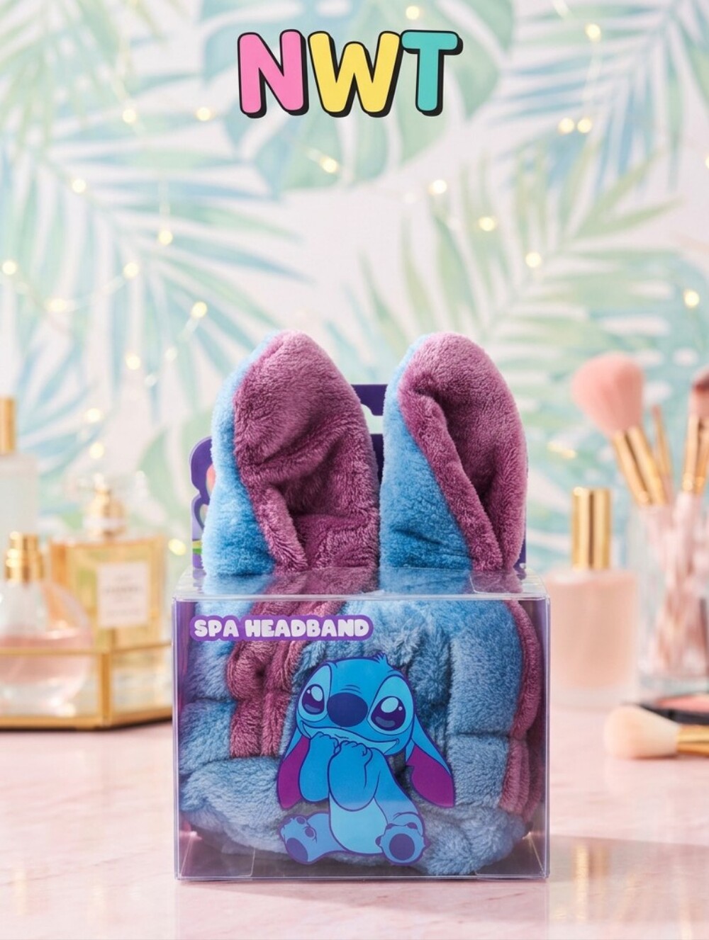 Disney Stitch Spa Headband Plush Blue Purple Skincare Makeup Self Care NWT Box